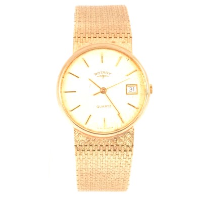 Lot 350 - Rotary - a gentleman's 9 carat yellow gold bracelet wristwatch.