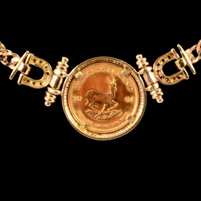 Lot 143 - A Gold 1/10th Krugerrand Coin necklace.