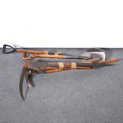 Lot 479 - A collection of vintage garden tools, spades,...