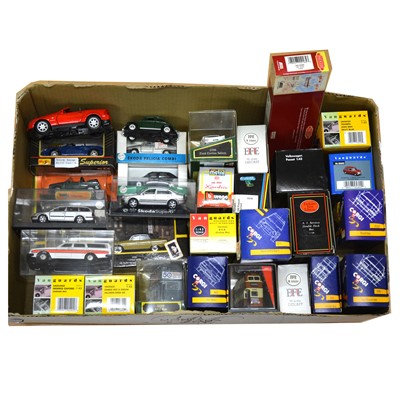 Lot 1176 - A box of Lledo, Corgi, Dinky and other modern die-cast model vehicles, all boxed.