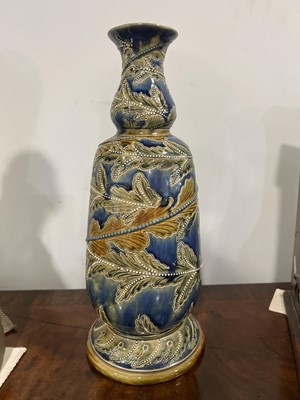 Lot 38 - George Tinworth for Doulton Lambeth, a stoneware 'Seaweed' vase, 1874
