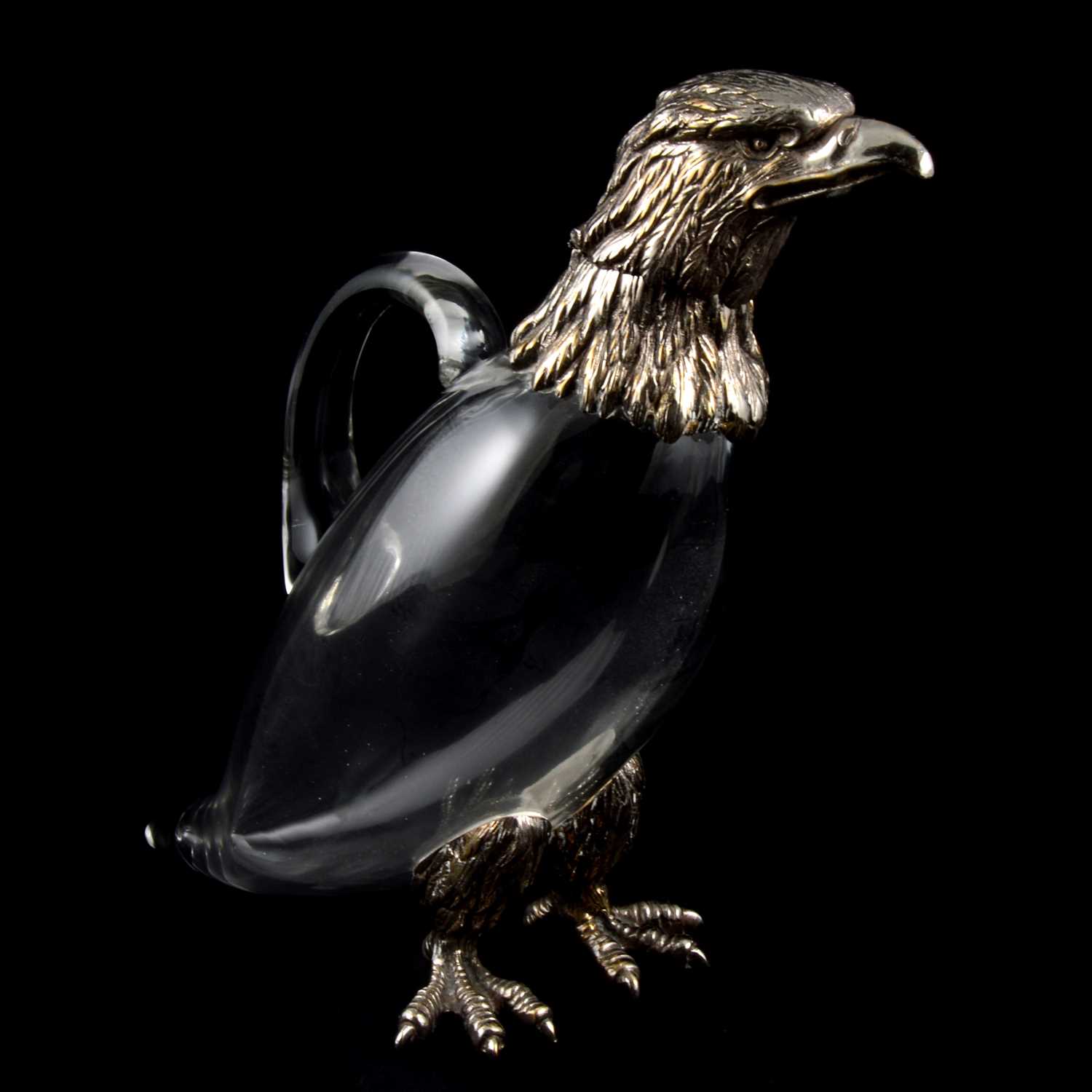 156 - An early 20th century novelty decanter/ claret jug in the form of an eagle