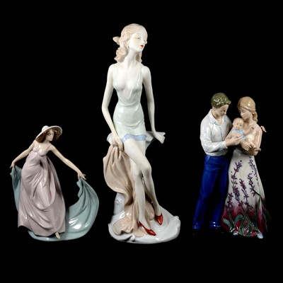 Lot 105 - Lladro Spring Dance, Old Tupton Ware First Born, and a ceramic figurine of a woman.