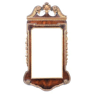 Lot 235 - Georgian style mahogany and gilt gesso wall mirror, 20th Century