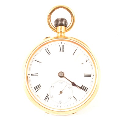 Lot 322 - An 18 carat gold open face fob watch.