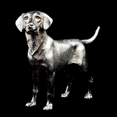 Lot 157 - Silver-plated model of a Labrador, by A E Jones