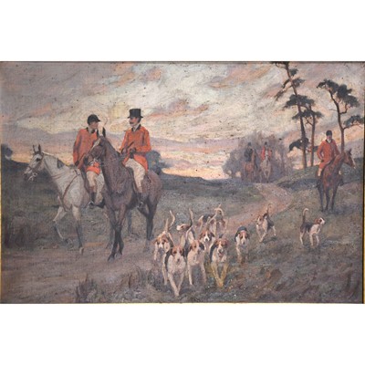 Lot 453 - Brian Porteous, Hounds and Landscape and another hunting scene.