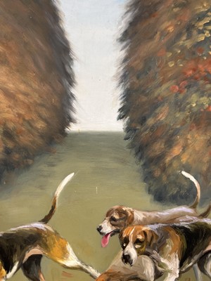 Lot 453 - Brian Porteous, Hounds and Landscape and another hunting scene.