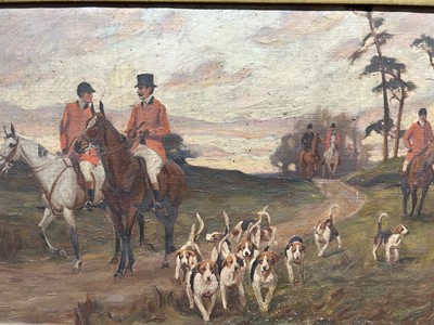 Lot 453 - Brian Porteous, Hounds and Landscape and another hunting scene.