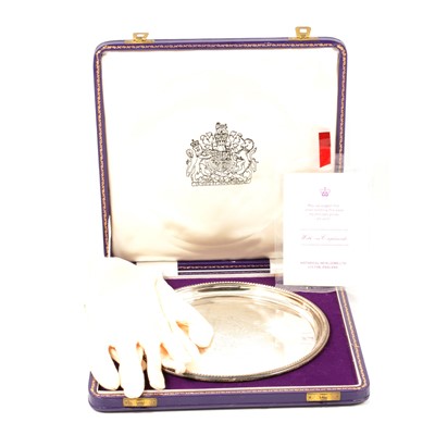 Lot 340 - A Royal Silver wedding Limited Edition silver waiter in a presentation box.