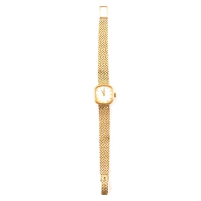 Lot 382 - Omega - a lady's 9 carat yellow gold bracelet watch.