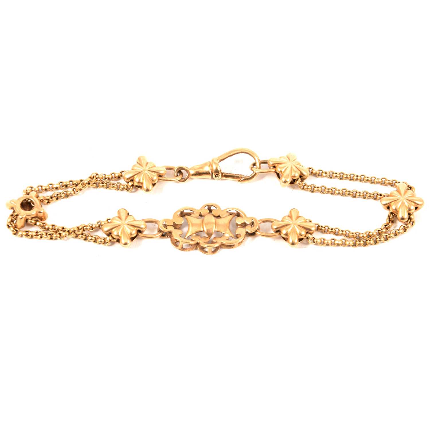 Lot 188 - A 9 carat yellow gold bracelet.