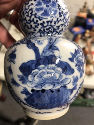 Lot 2 - Pair of Chinese porcelain blue and white double gourd vases