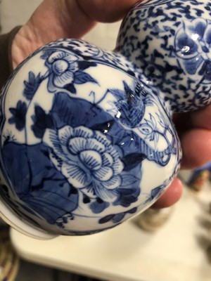 Lot 2 - Pair of Chinese porcelain blue and white double gourd vases