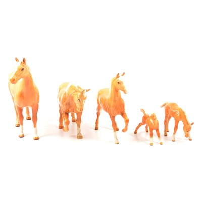 Lot 19 - Five Beswick models of palomino horses and foals.