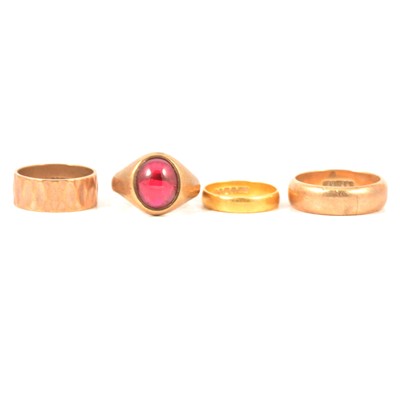 Lot 351 - Four gold rings.