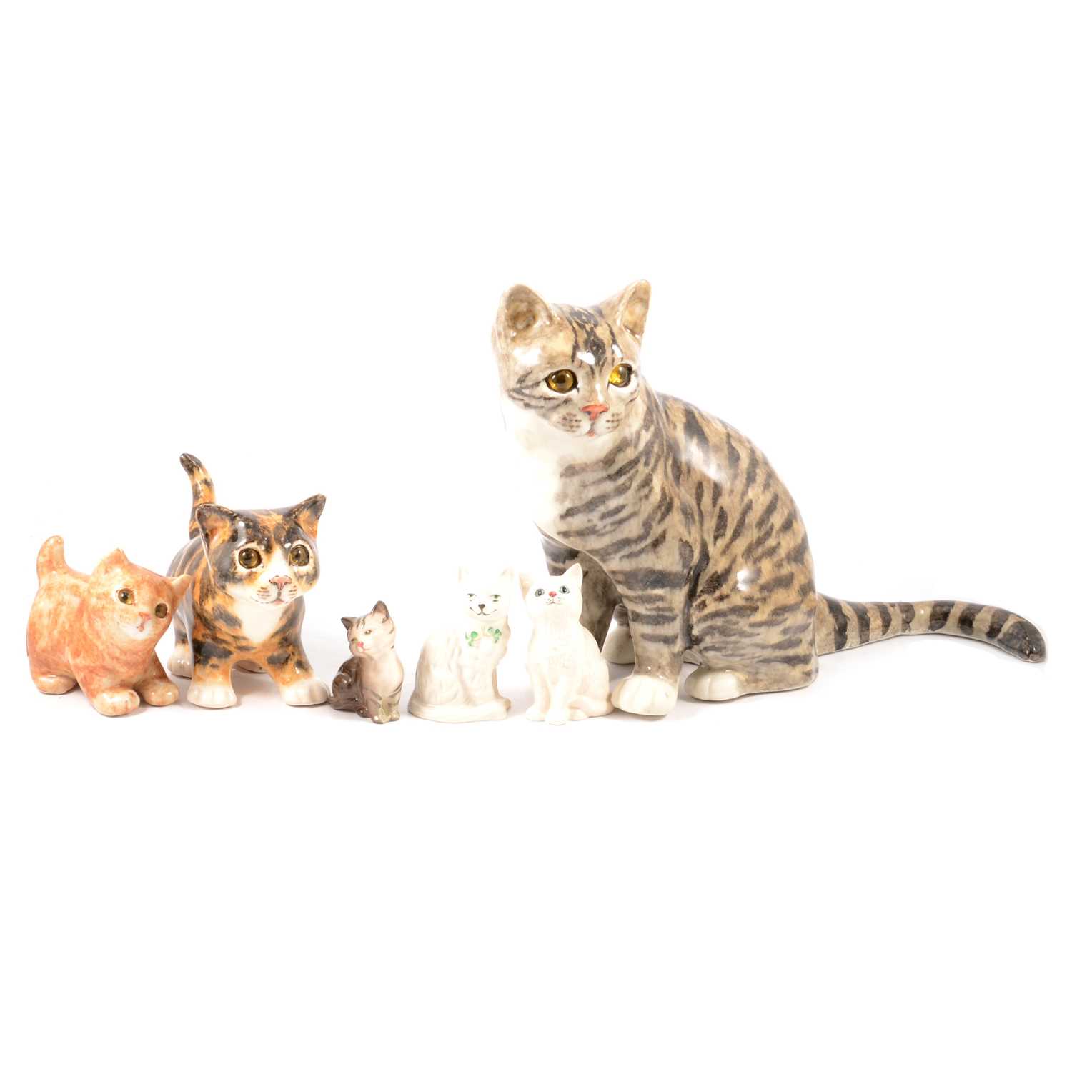 Lot 1 - Three Winstanley pottery cats, and three other cat figurines