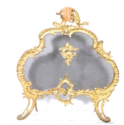 Lot 585 - French cast and gilt metal fire guard