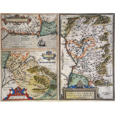 Lot 513 - Abraham Ortelius, Gallia Narbonens, Sabavdiae Ducat and Venvxini Comitatus Nova Desctr.