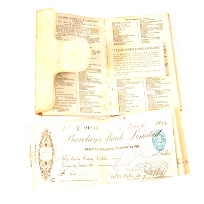 Lot 279 - WW1 Norfolk and Norwich Voluntary War Work Association vellum-bound payment book and cheques.