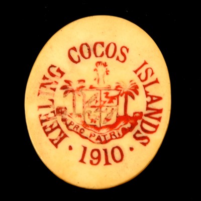 Lot 212 - Cocos (Keeling) Islands 5 Cents oval ivorine token 1910.
