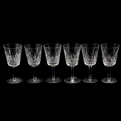 Lot 21 - Waterford Crystal Lismore pattern decanters, wine glasses, bowl, and other glasswares.