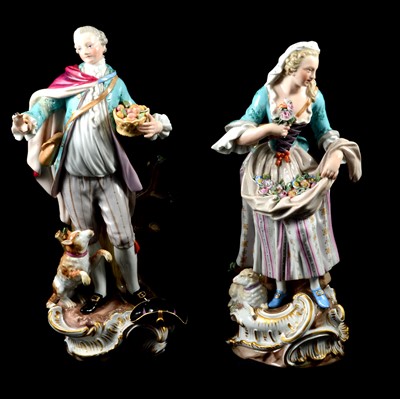 Lot 30 - Pair of Meissen porcelain figures.