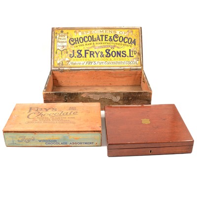 Lot 184 - Two vintage Fry's Chocolate wooden boxes, and a wooden cutlery box.