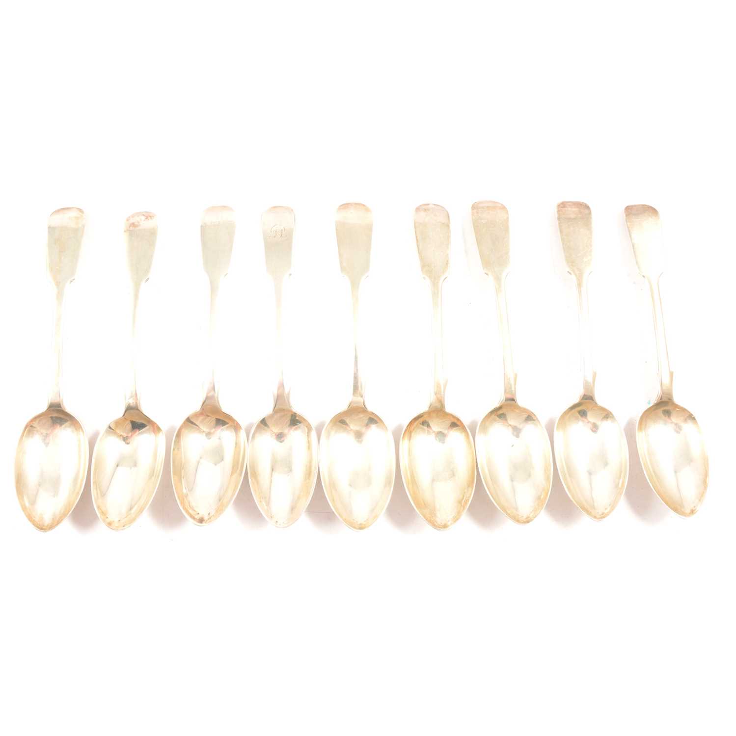 Lot 131 Set of six silver dessert spoons, and three