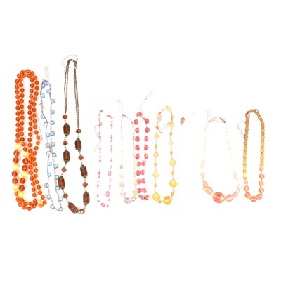Lot 415 - Ten vintage glass bead necklaces.