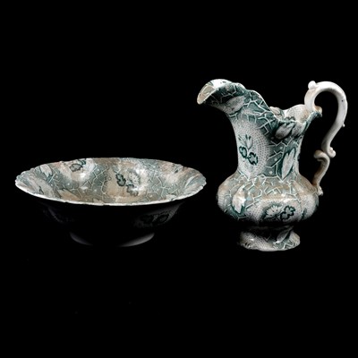 Lot 132 - Staffordshire jug and bowl