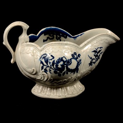 Lot 129 - English porcelain blue and white sauceboat