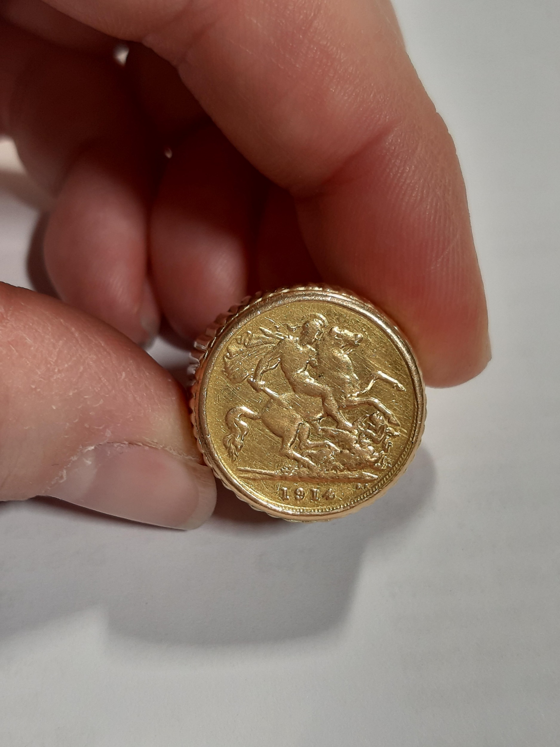 Lot 357 - Two Gold Half Sovereign Coin rings.