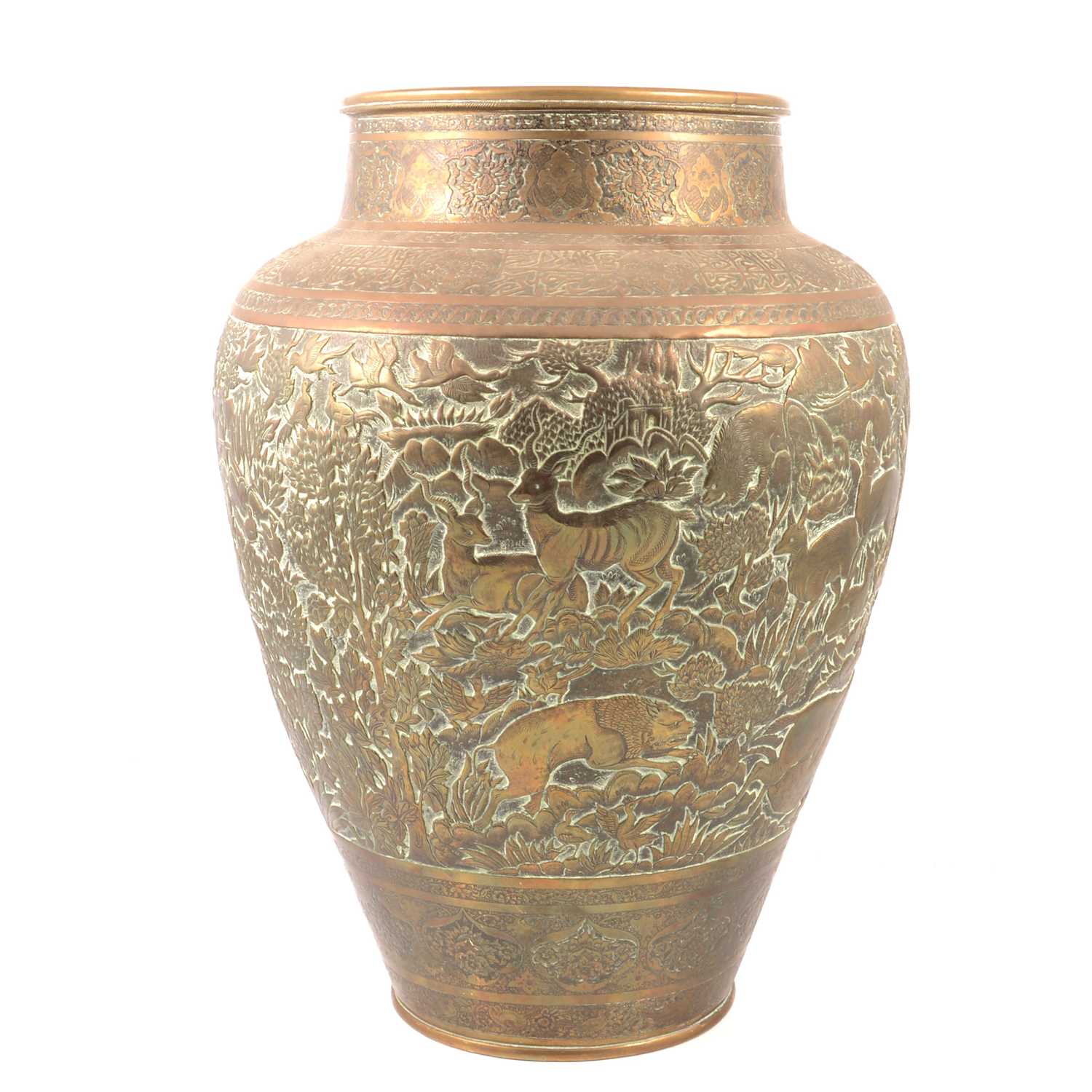 Lot 109 - Indo-Persian brass baluster-shape vase