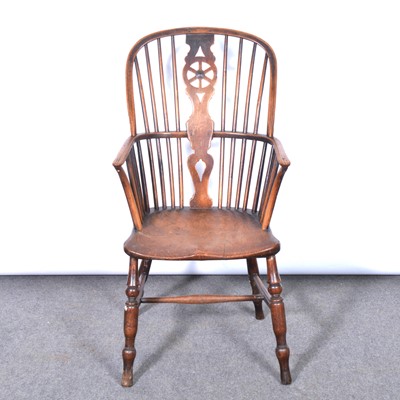 Lot 211 - Victorian elm and ash high-back Windsor chair