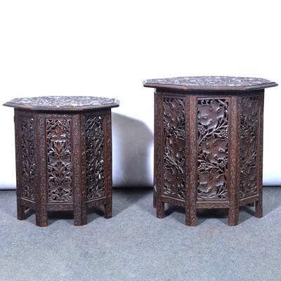 Lot 112 - Two Indian carved hardwood stands