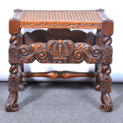 Lot 215 - Carolean revival carved walnut stool