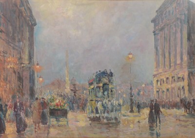 Lot 209 - K Thomas after Antoine Blanchard, Parisian Street scene