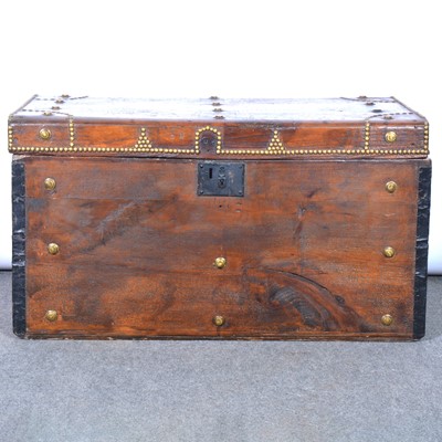 Lot 218 - Old brass-studded deal coffer