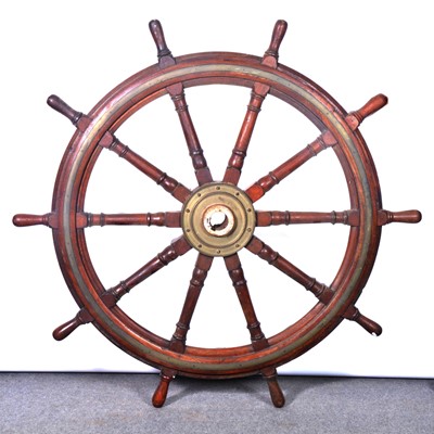 Lot 176 - Victorian teak ship’s wheel