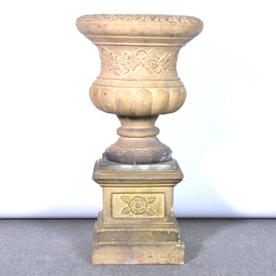 Lot 247 - Fire stone campana-shape garden urn