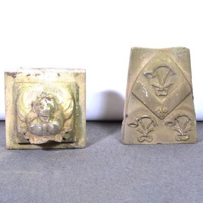 Lot 245 - Victorian stone armorial keystone and a boss