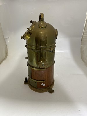 Lot 105 - Brass-mounted wooden binnacle compass