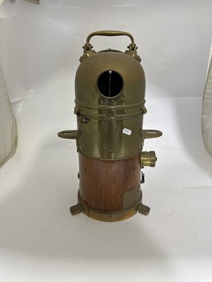 Lot 105 - Brass-mounted wooden binnacle compass