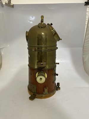 Lot 105 - Brass-mounted wooden binnacle compass