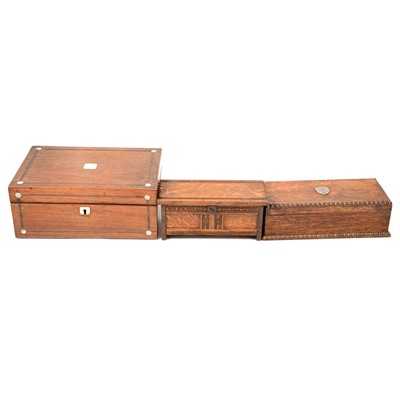 Lot 206 - Victorian mahogany writing box, and other wooden boxes.