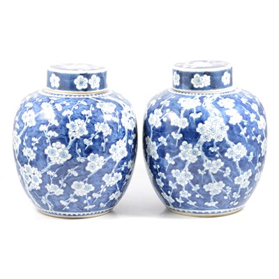 Lot 9 - Pair of large Chinese porcelain ginger jar and covers
