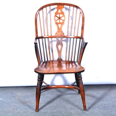 Lot 410 - Victorian elm, ash and yew Windsor chair