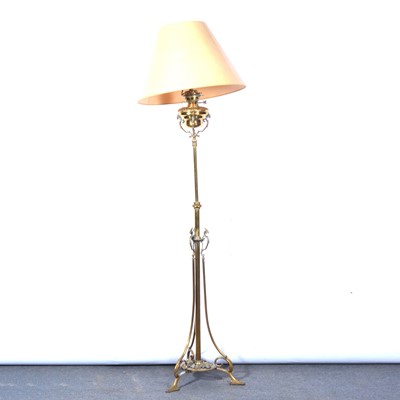 Lot 442 - Victorian brass adjustable standard lamp.