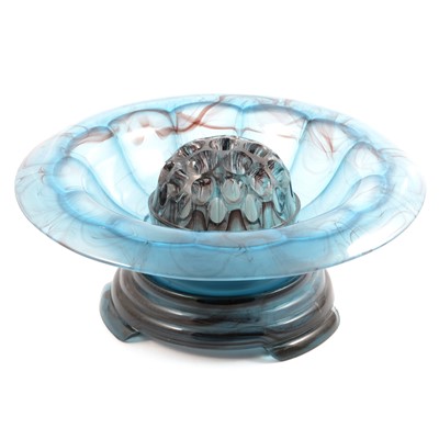 Lot 51 - Davidson's blue cloud glass Art Deco centre bowl